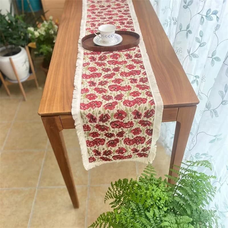 Country Style Bordløper i Bomullsblanding med Blomstermotiv