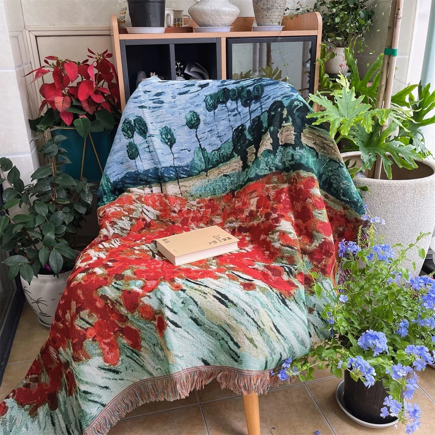 Vintage kunst-teppe i bomullsblanding til sofa