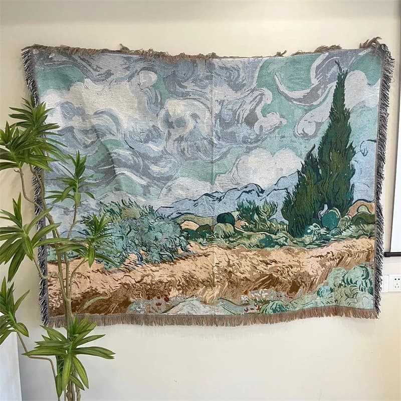 Vevd teppe i Van Gogh-stil til sofa og veggdekor