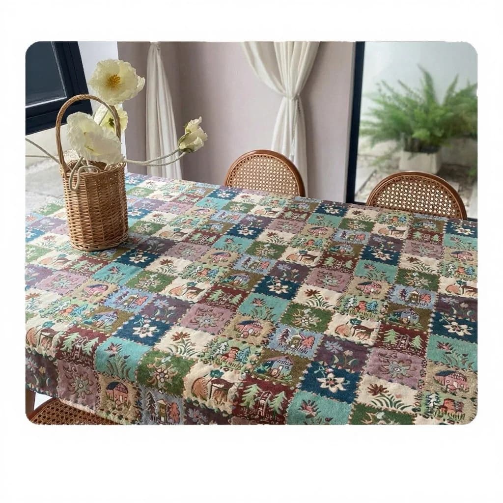Amerikansk landlig stil jacquard bordløper med blomstermotiv