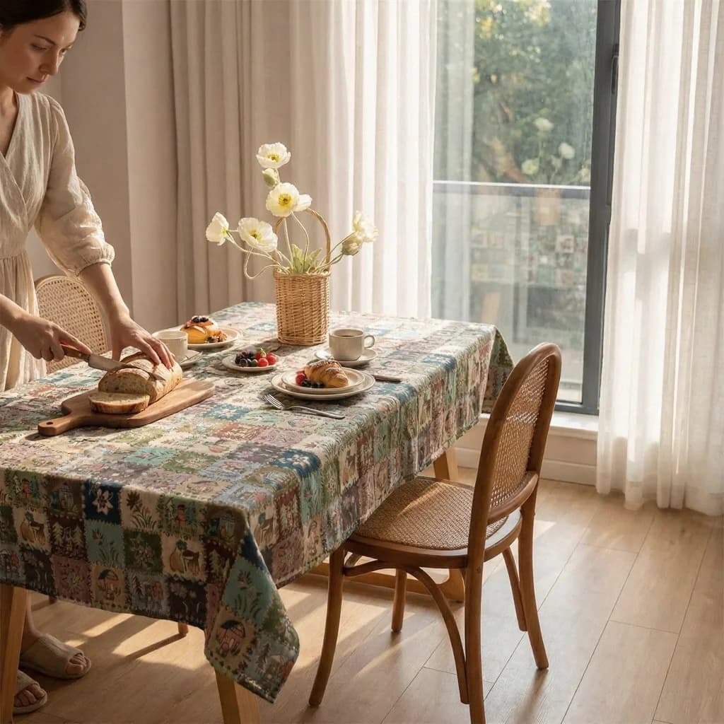 Amerikansk landlig stil jacquard bordløper med blomstermotiv