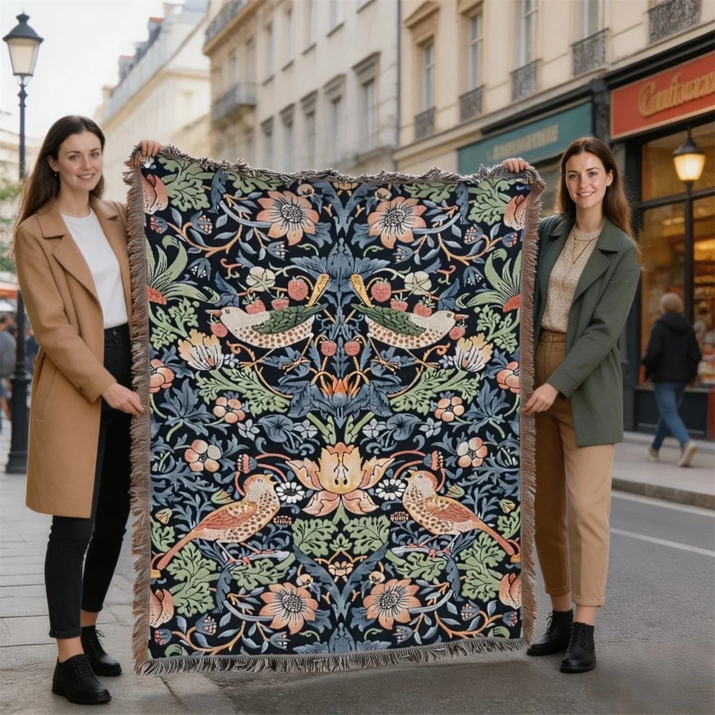Kasteteppe i polyester-bomull, 130x160cm