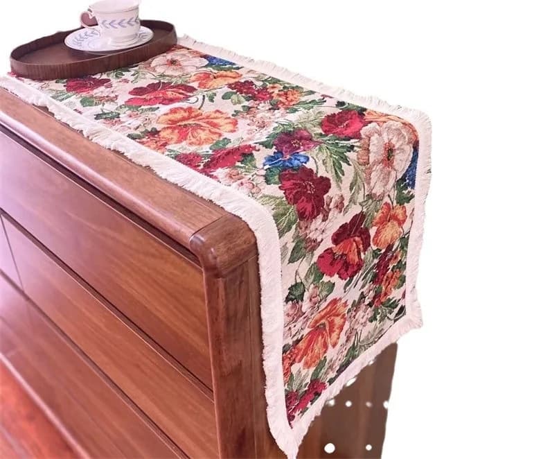 Country Style Bordløper i Bomullsblanding med Blomstermotiv
