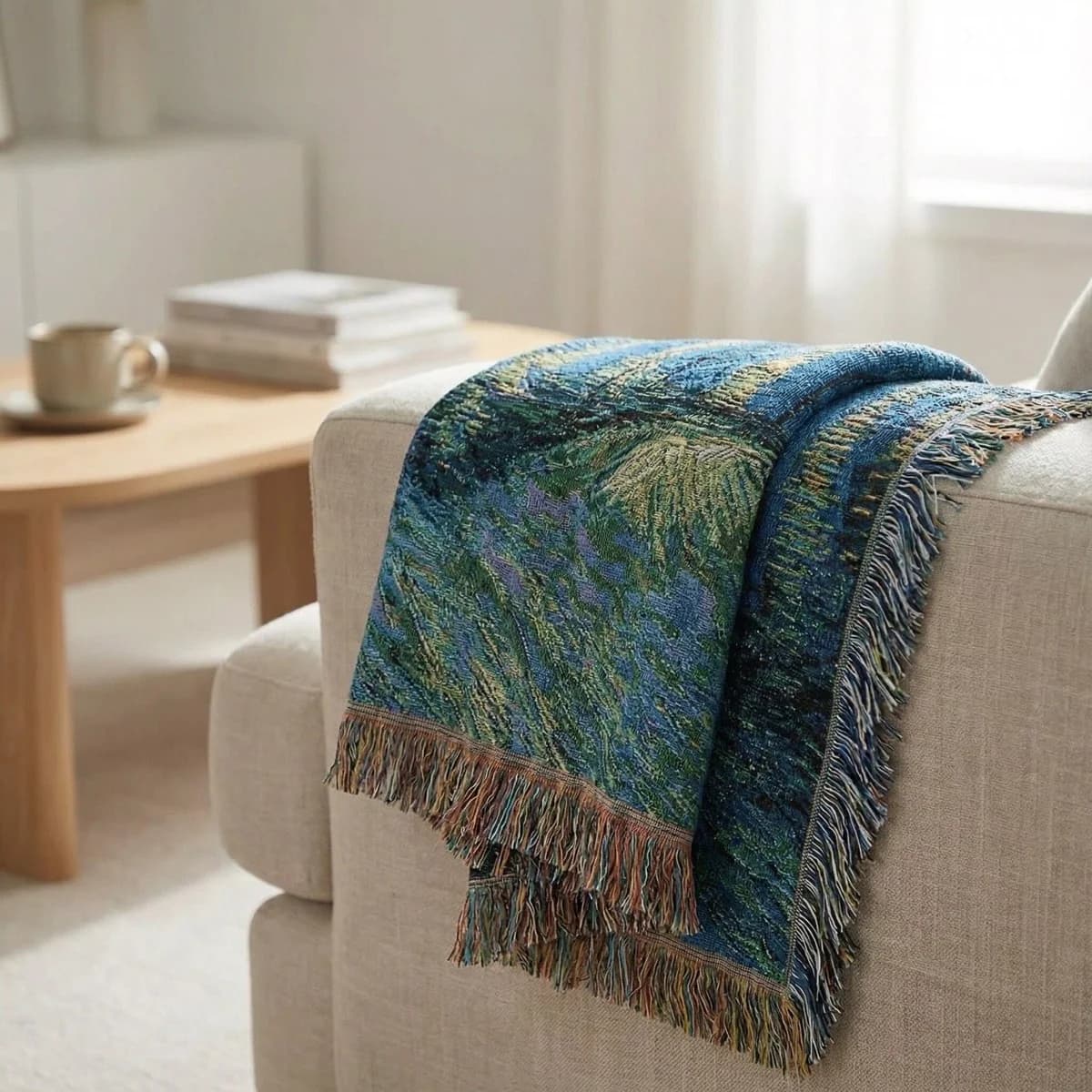 Kunstteppe i Van Gogh-stil til sofa og vegg