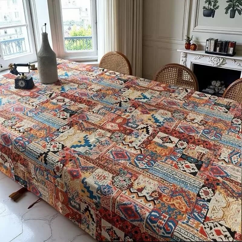 Retro bohemisk jacquard duk med geometrisk mønster