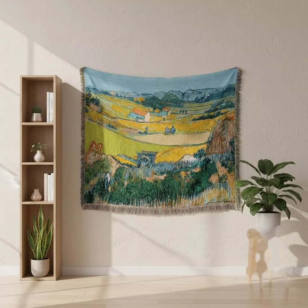 Teppe i Van Gogh-stil i bomullsblanding til veggkunst og sofa