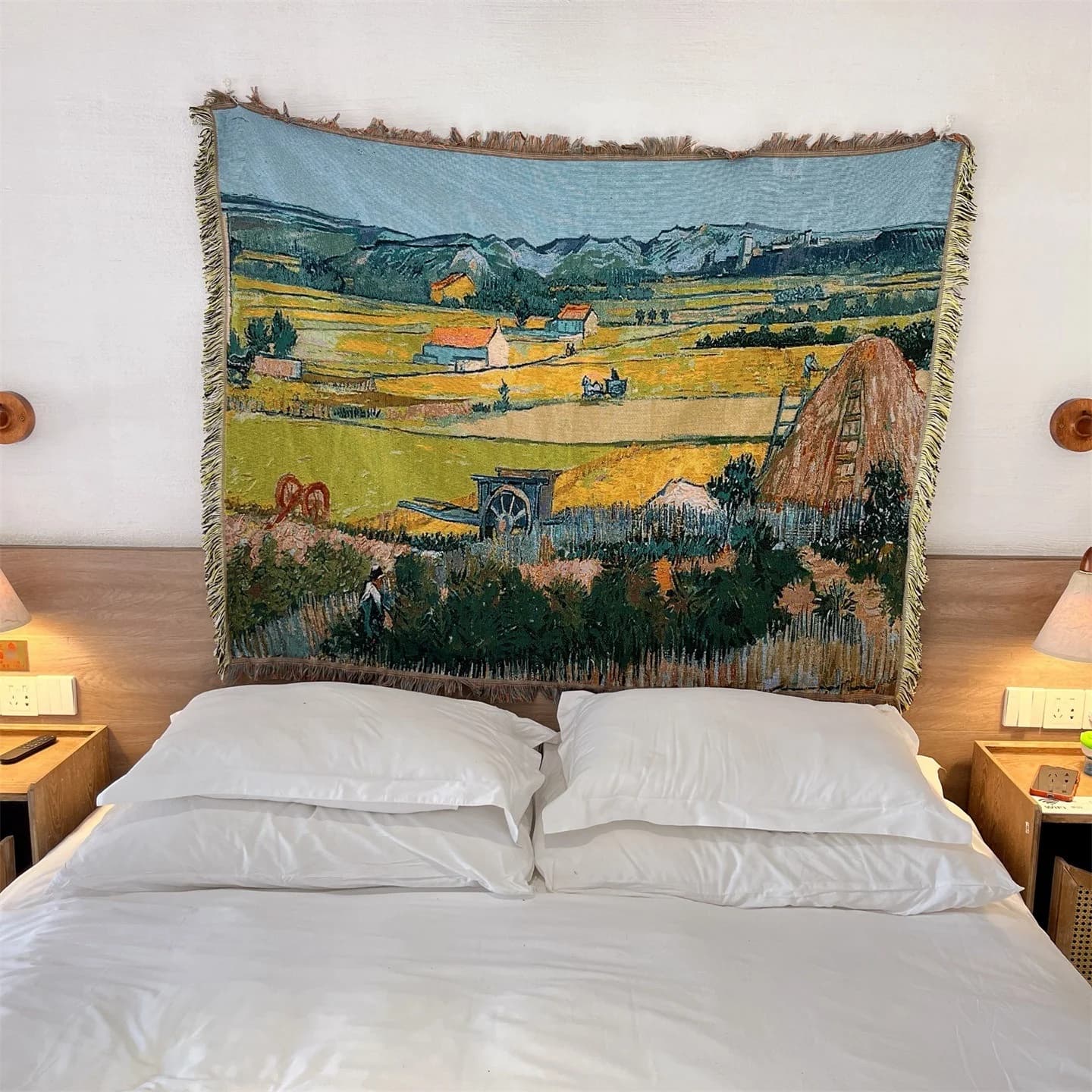 Vevd pledd i Van Gogh-stil til sofa, seng og veggdekor 130x160 cm