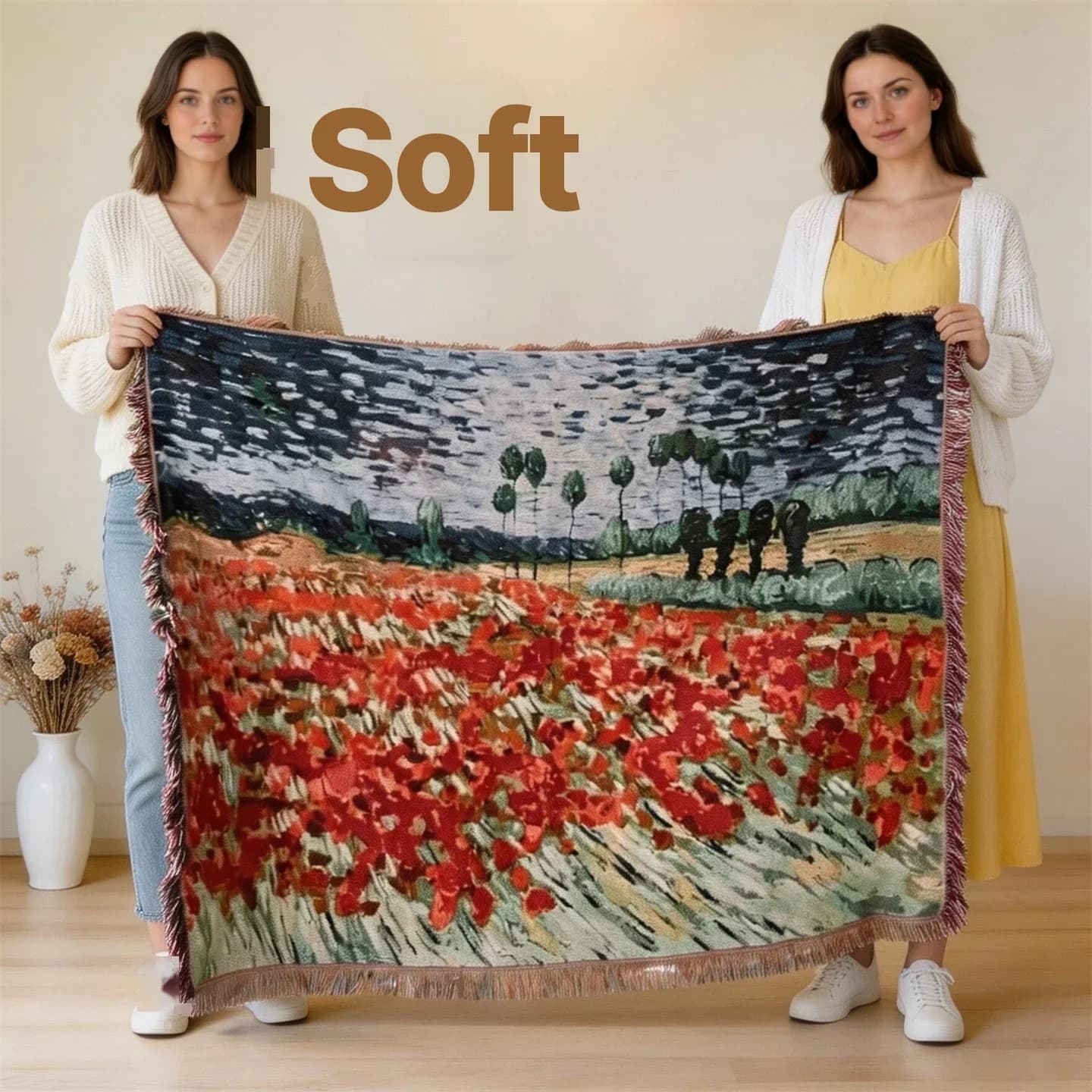 Van Gogh-inspirert veggteppe/pledd til sofa