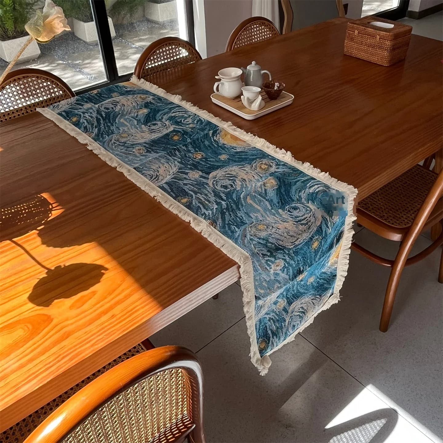 Bordløper i Van Gogh-stil, stjernene natt bomullsblanding