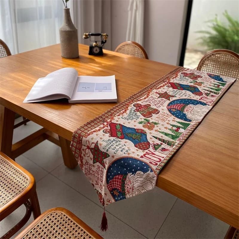 Julebordløper i bomull- og linblanding