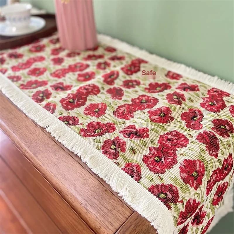 Country Style Bordløper i Bomullsblanding med Blomstermotiv
