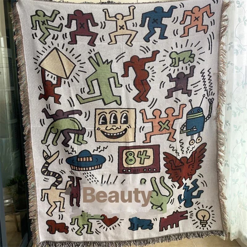 Vintage kunst-teppe i bomullsblanding til sofa