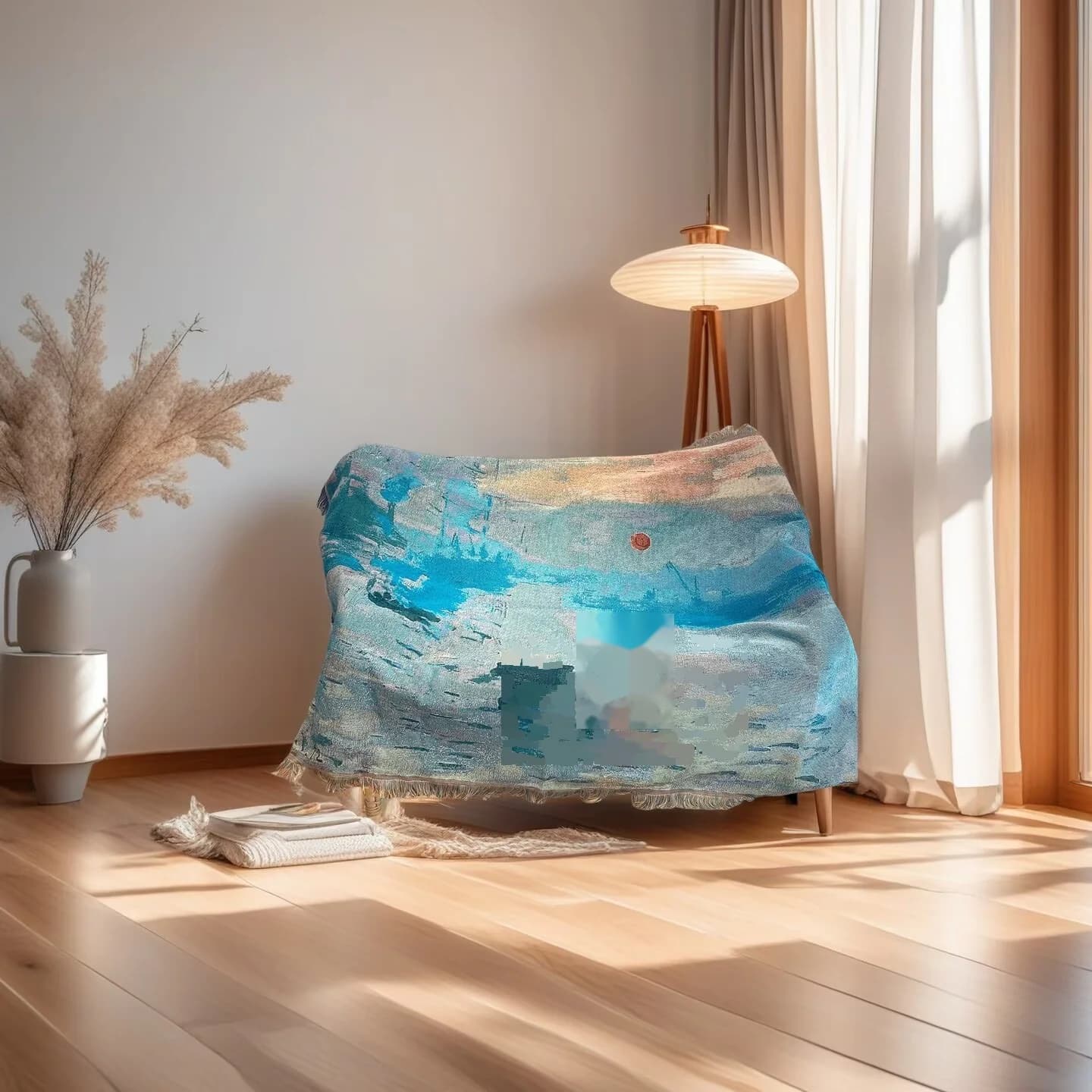 Teppe i oljemaleristil for sofa og veggdekor