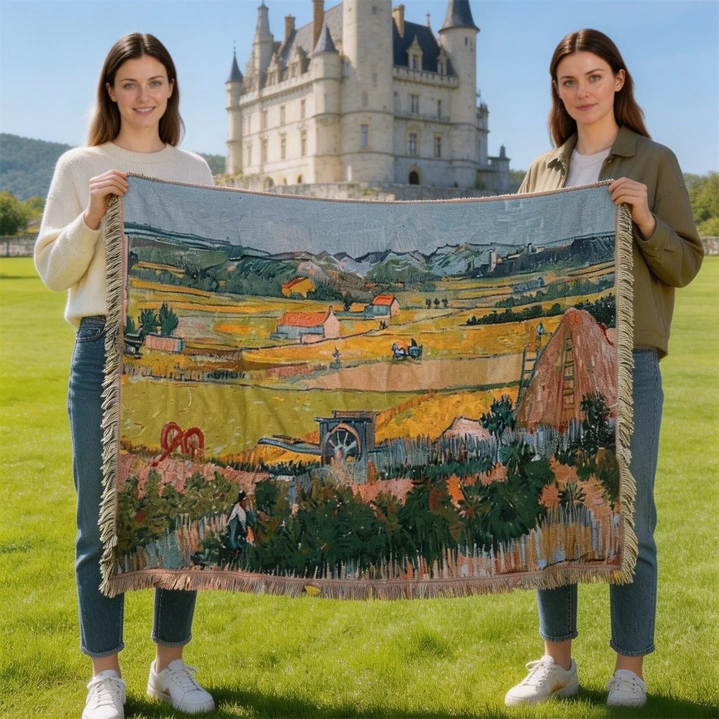 Teppe i Van Gogh-stil i bomullsblanding til veggkunst og sofa