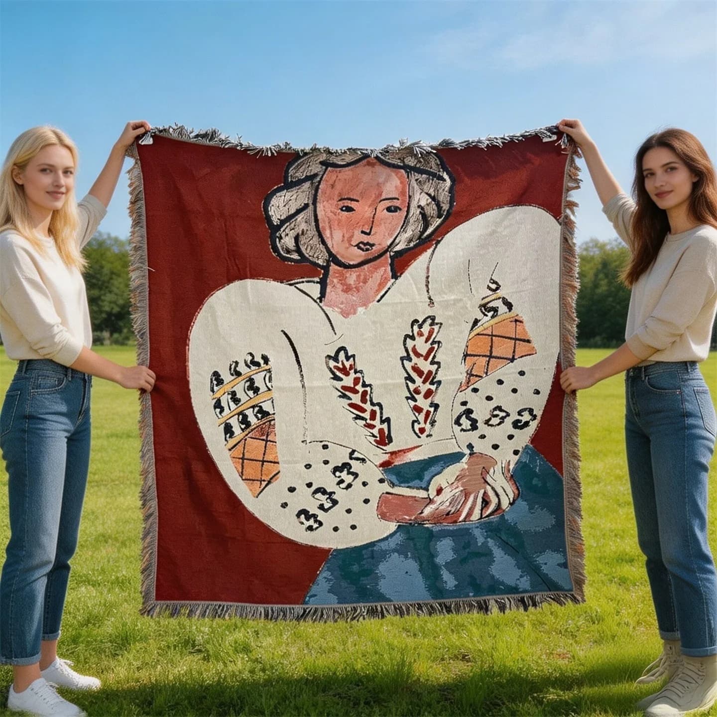 Vevd teppe i Matisse-stil til veggdekor