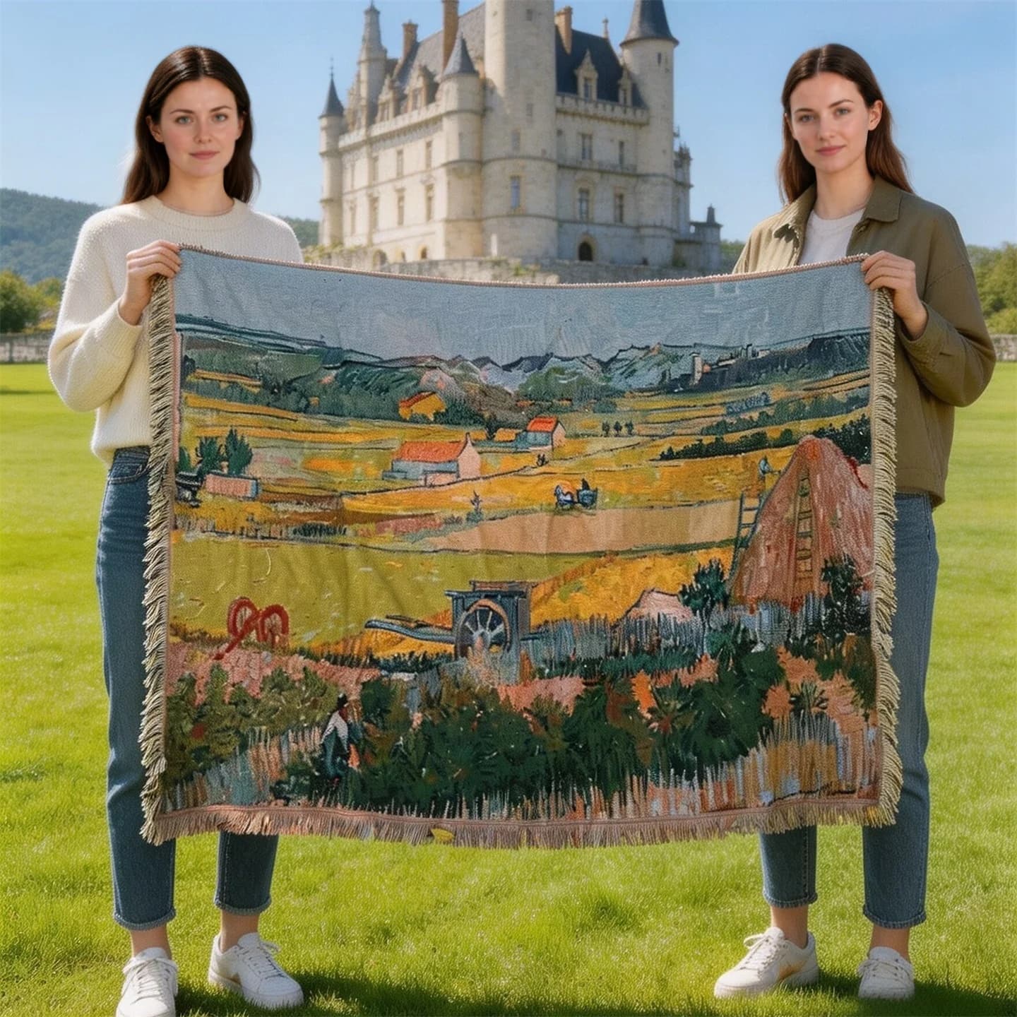 Teppe i Van Gogh-stil i bomullsblanding til veggkunst og sofa