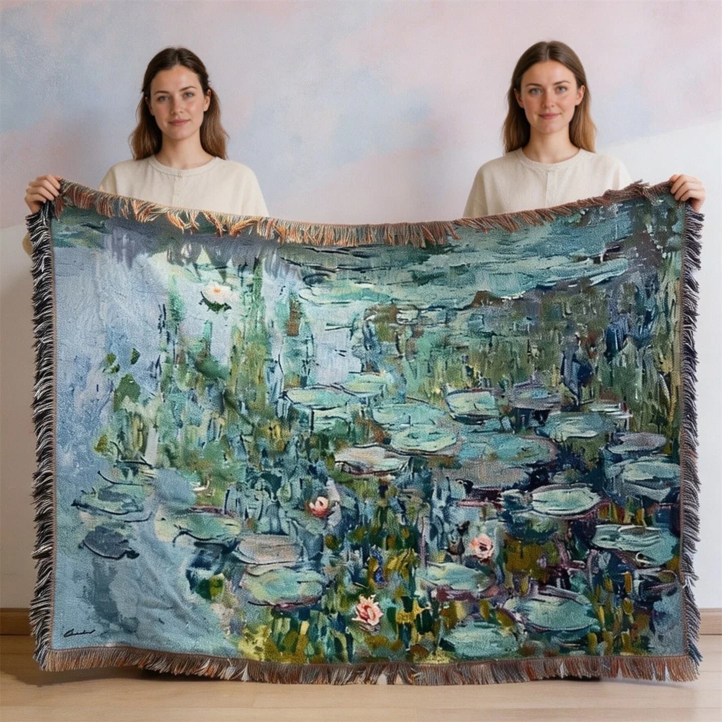 Teppe med impresjonistisk kunstmotiv