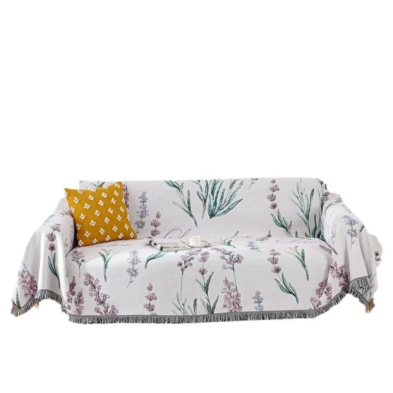Fransk lavendel bomullsblanding sofapledd for treseters sofa