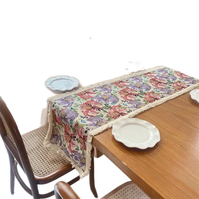 Amerikansk Country Jacquard-bordløper med Blomstermotiv