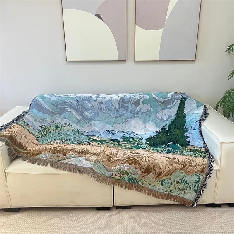 Van Gogh Kunsttrykk Strikket Pledd til Sofa