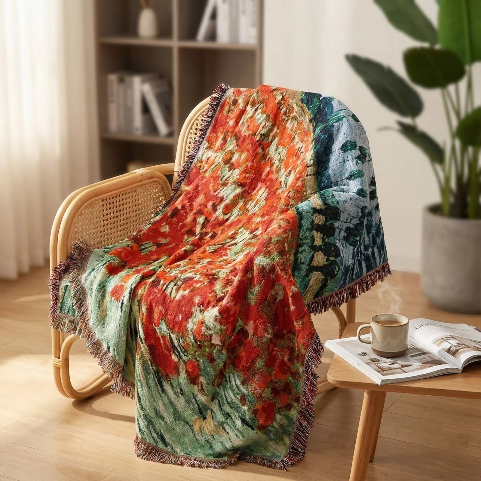 Van Gogh-inspirert veggteppe/pledd til sofa